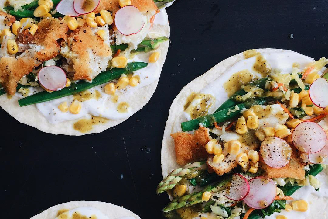 Spring Fish Tacos with Spicy Jalapeno Sauce